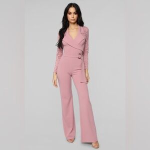 Fashion nova Lace Sleeve Jumpsuit